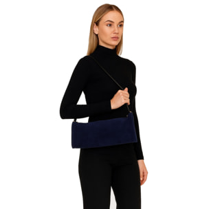 Borsa a spalla da donna Made in Italy - Valoria Chic - Pelle scamosciata - 35.0 x 14.0 x 10.0 cm