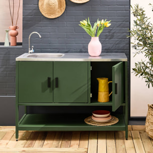 Module de cuisine extérieure acier avec évier L120cm NAXOS