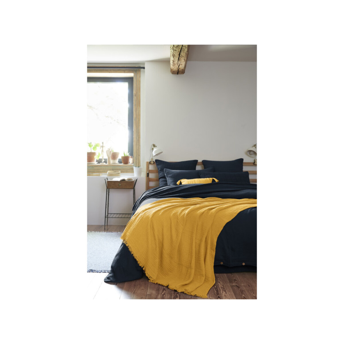 Coussin en gaze de coton 40 x 40 cm à pompons - 10 coloris - GAIA