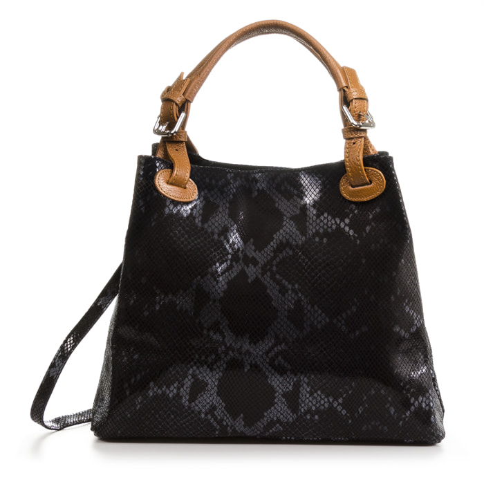Emanuela Borsa tote Donna.Pelle autentica Camoscio Python Dollaro