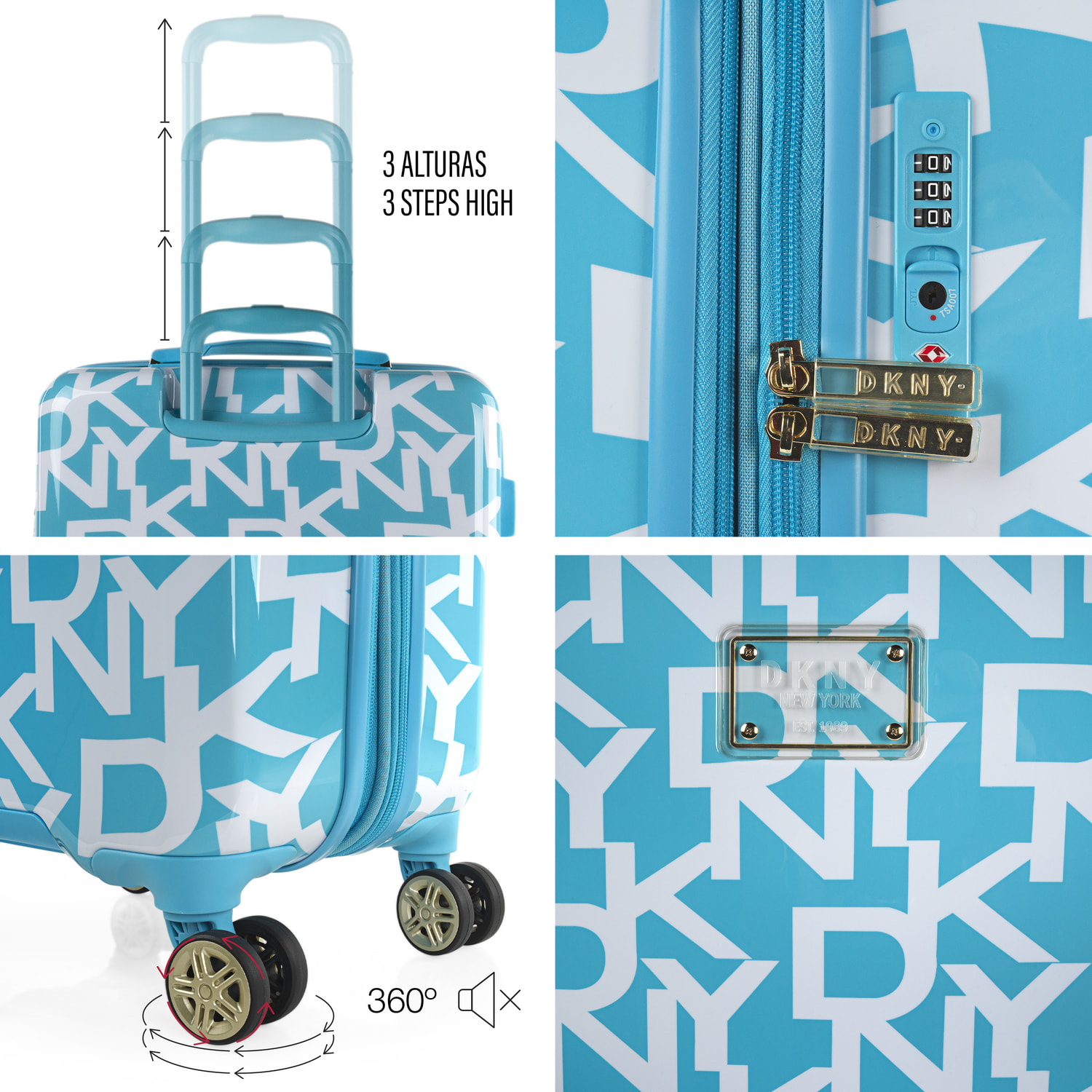 Juego De Maletas Pc Dkny Dkny-626 Signature Hardside Sky Blue