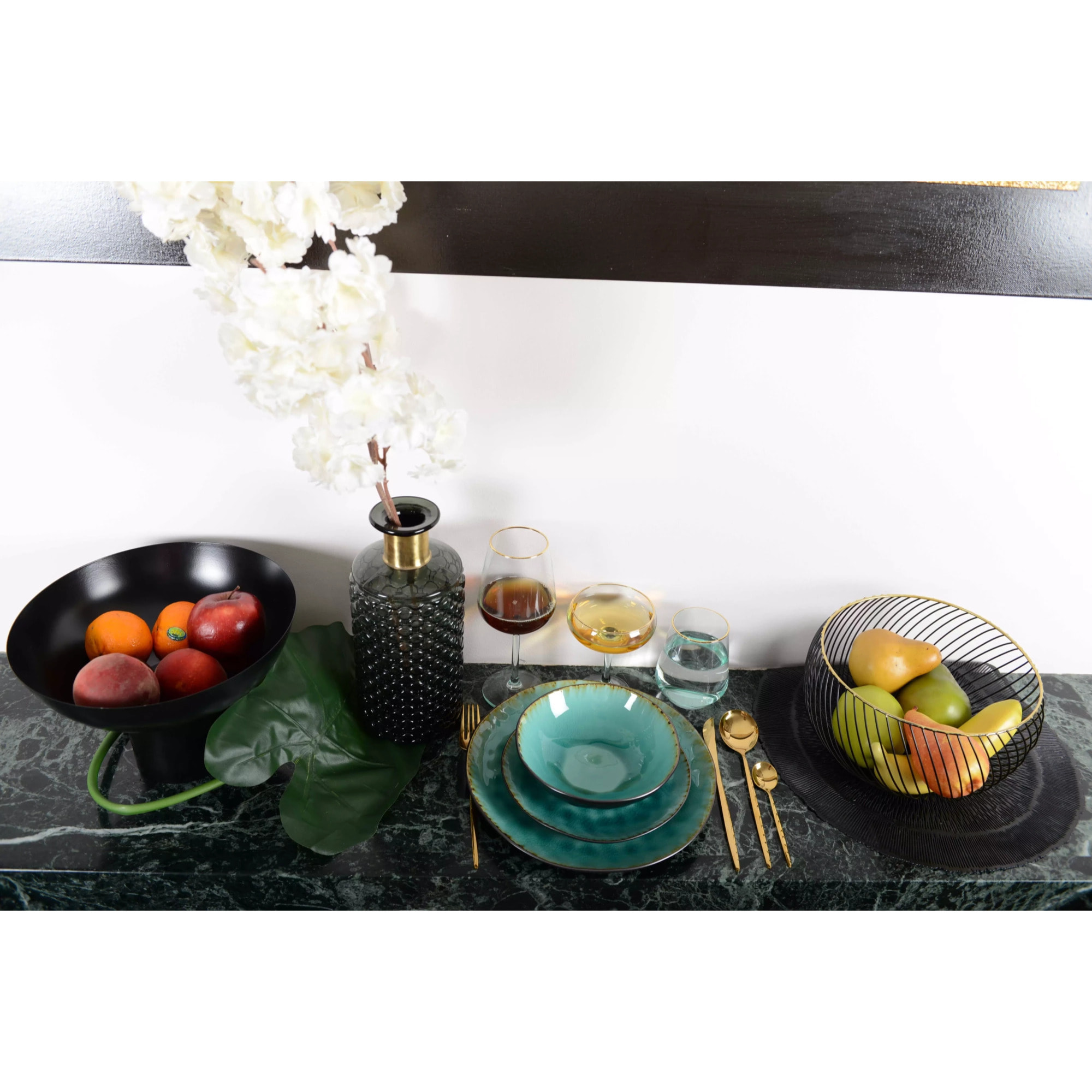 Lot de 6 Dessous d'assiette rond noir