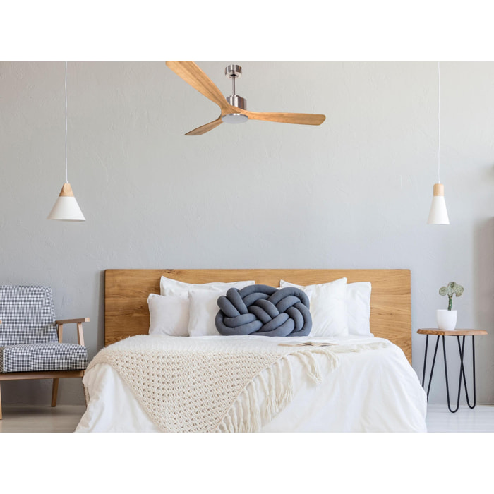 Ventilateur de plafond Réversible  Thermostat Wifi Moteur à courant continu Toits en pente Télécommande Hypersilence Mémoire Shopify Vendible (AUTOMATIQUE) 40   W argent
