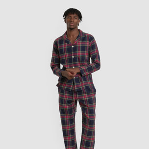 Pijama franela manga larga camisero hombre Cuadro Pluton Azul