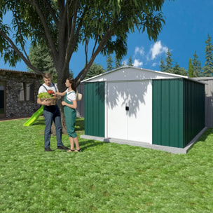 Abri de jardin métal vert Yardmaster 11,03 m² + kit d'ancrage