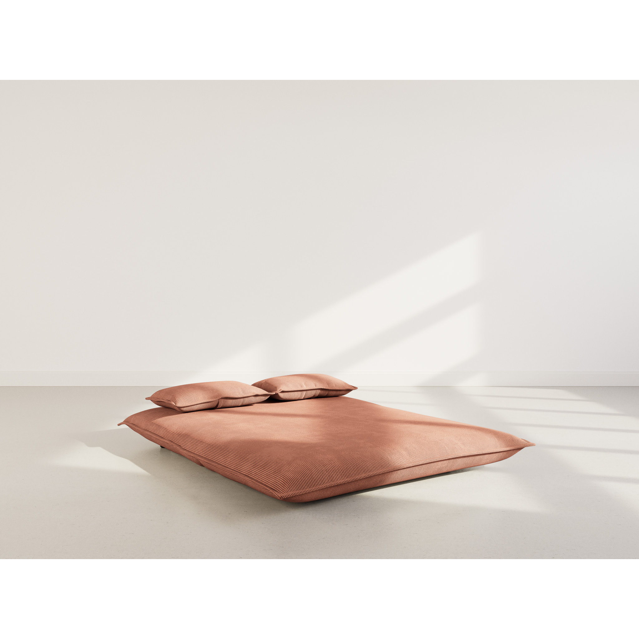 Candice - Banquette 2 places convertible clic-clac en velours côtelé - Terracotta