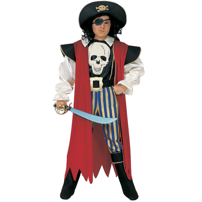 Costume Carnevale Pirata Capitano Morgan Con Cappello Benda Occhio Bambino