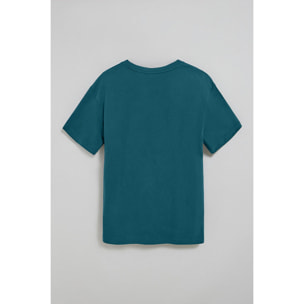 Camiseta azul de manga corta y cuello redondo con logotipo Polo Club