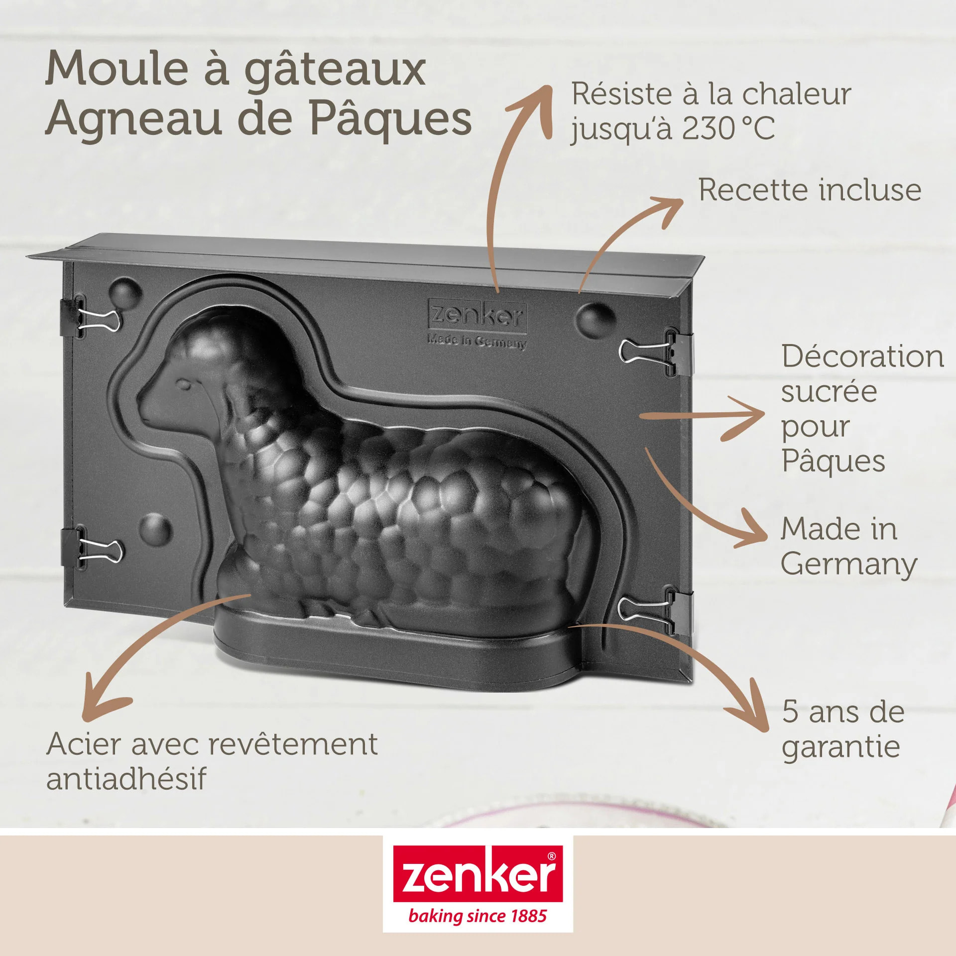 Moule agneau pascal 3D 700 ml pour Pâques Zenker Special Season