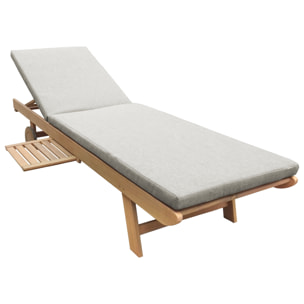 Bain de soleil pliant en acacia KANAWA - coussin sable