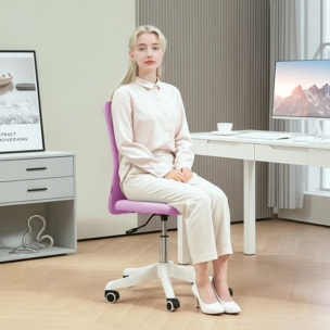 Silla de Escritorio sin Brazos Silla de Oficina Giratoria Tapizado en Lino Sintético con Altura Ajustable para Estudio Dormitorio Tocador Carga 120 kg Rosa