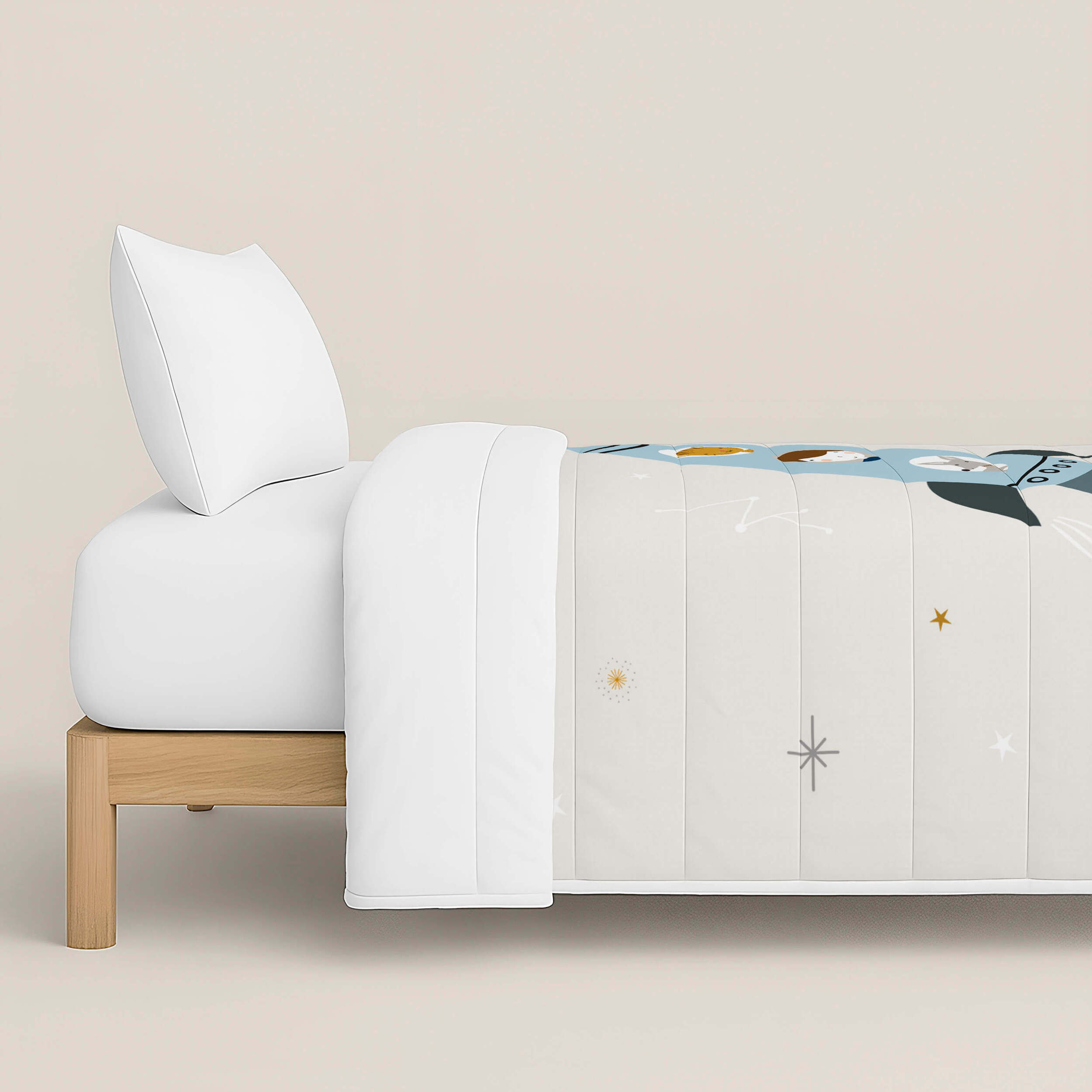 Edredón Nórdico Estampado - Infantil - 100% Algodón - 200 gr/m² con Tacto Pluma - Viaje Espacial