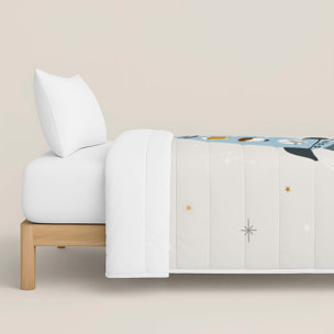 Edredón Nórdico Estampado - Infantil - 100% Algodón - 200 gr/m² con Tacto Pluma - Viaje Espacial