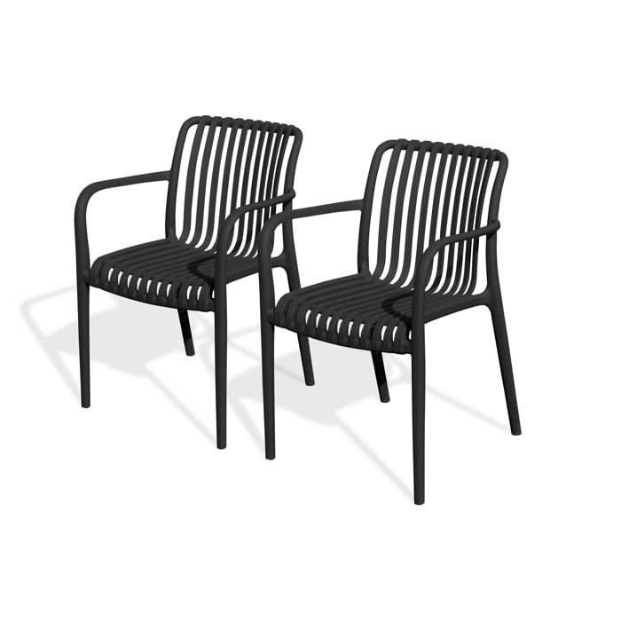 TIAGO - Lot de 2 fauteuils de jardin empilables en Polypropylène