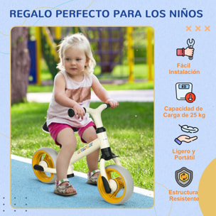 Bicicleta sin Pedales para Niños de 18-48 Meses Bicicleta de Equilibrio con Asiento Ajustable en Altura Carga 25 kg 66,5x34x47 cm Blanco y Naranja