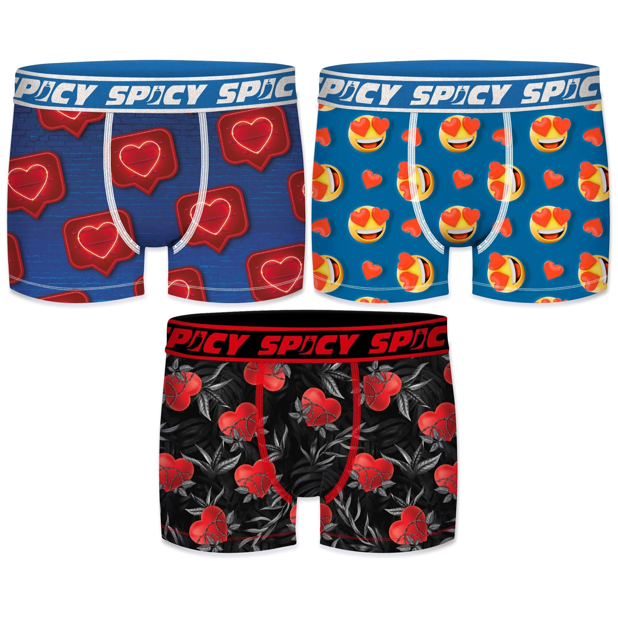 Set 3pcs Calzoncillo Boxer Spicy para hombre - microfibra - 92% poliéster, 8% elastano