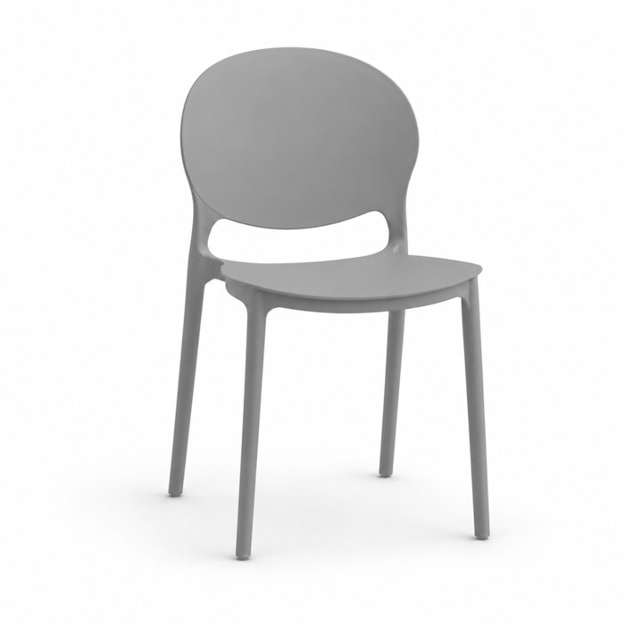 Set di 2 sedie SANTA CRUZ in polipropilene grigio, impilabili