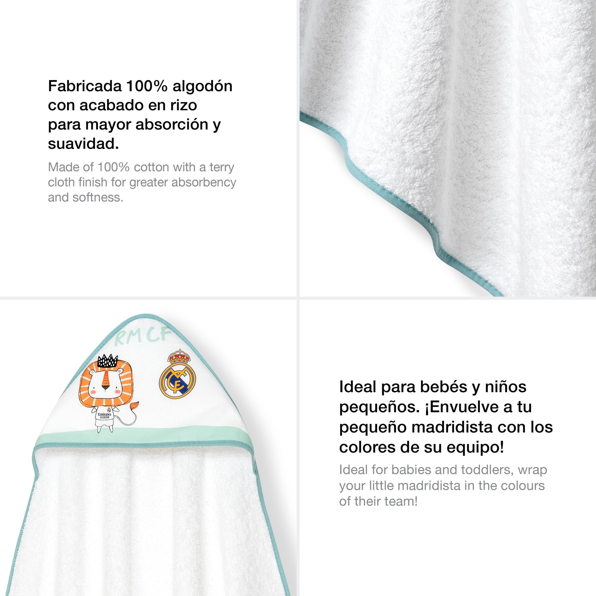 Capa de Baño 1X1 Real Madrid Leon Escudo Bco/Verde