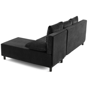 Gloria - canapé d'angle réversible 4 places convertible avec coffre en tissu texturé - Noir