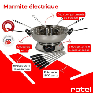 Appareil à fondue chinoise 2 compartiments avec fourchettes et passoires Rotel