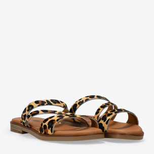 Sandalias planas leopardo de piel