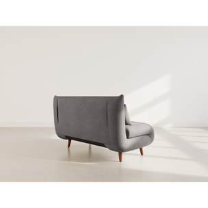 Lumi - Banquette convertible clic-clac 2 places en velours côtelé - Gris