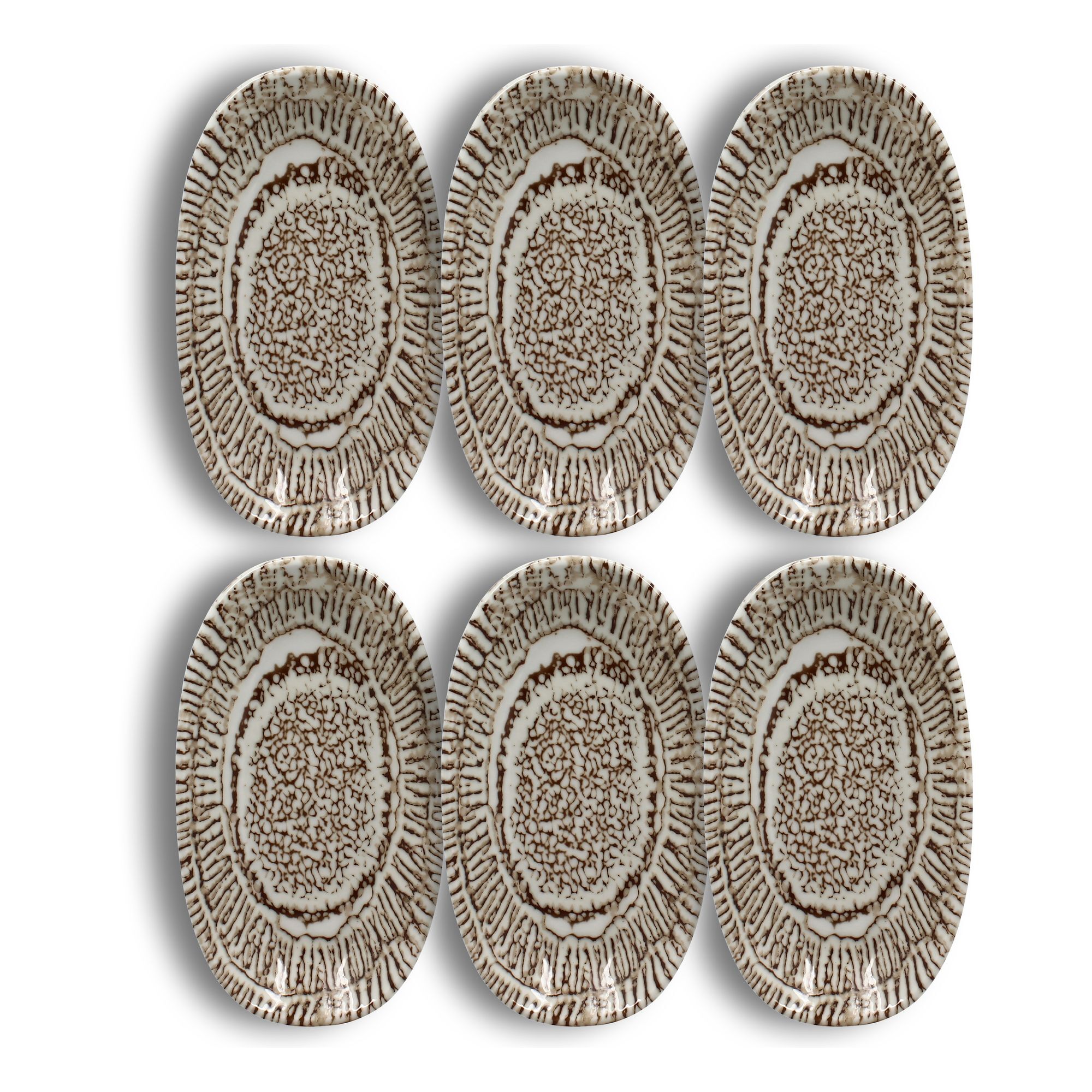 Lot de 6 assiettes de présentation en porcelaine marron 18,5cm LODGE