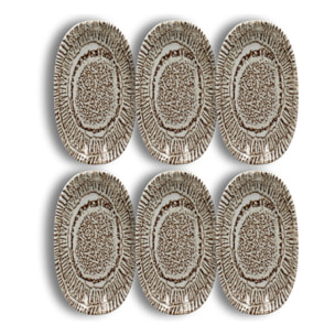 Lot de 6 assiettes de présentation en porcelaine marron 18,5cm LODGE