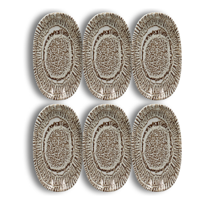 Lot de 6 assiettes de présentation en porcelaine marron 18,5cm LODGE