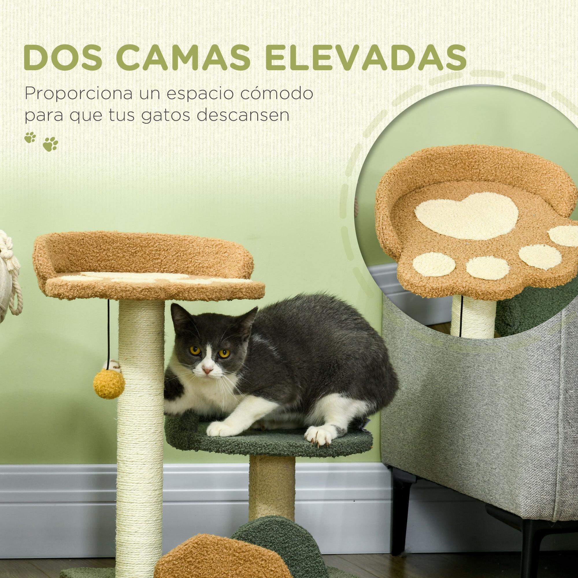 Árbol Rascador para Gatos Pequeño de 52 cm Torre para Gatos Centro de Actividades para Gatitos con Cama Poste de Sisal y Bola Colgante 43x39x52 cm Multicolor