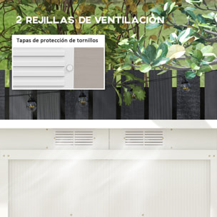 Caseta de Jardín Exterior 3,2 m² 280x130x172 cm Cobertizo de Jardín Exterior con Puerta Corredera Techo Inclinado Base Refuerzo (Suelo NO Incluido) y 2 Ventanas Gris Claro