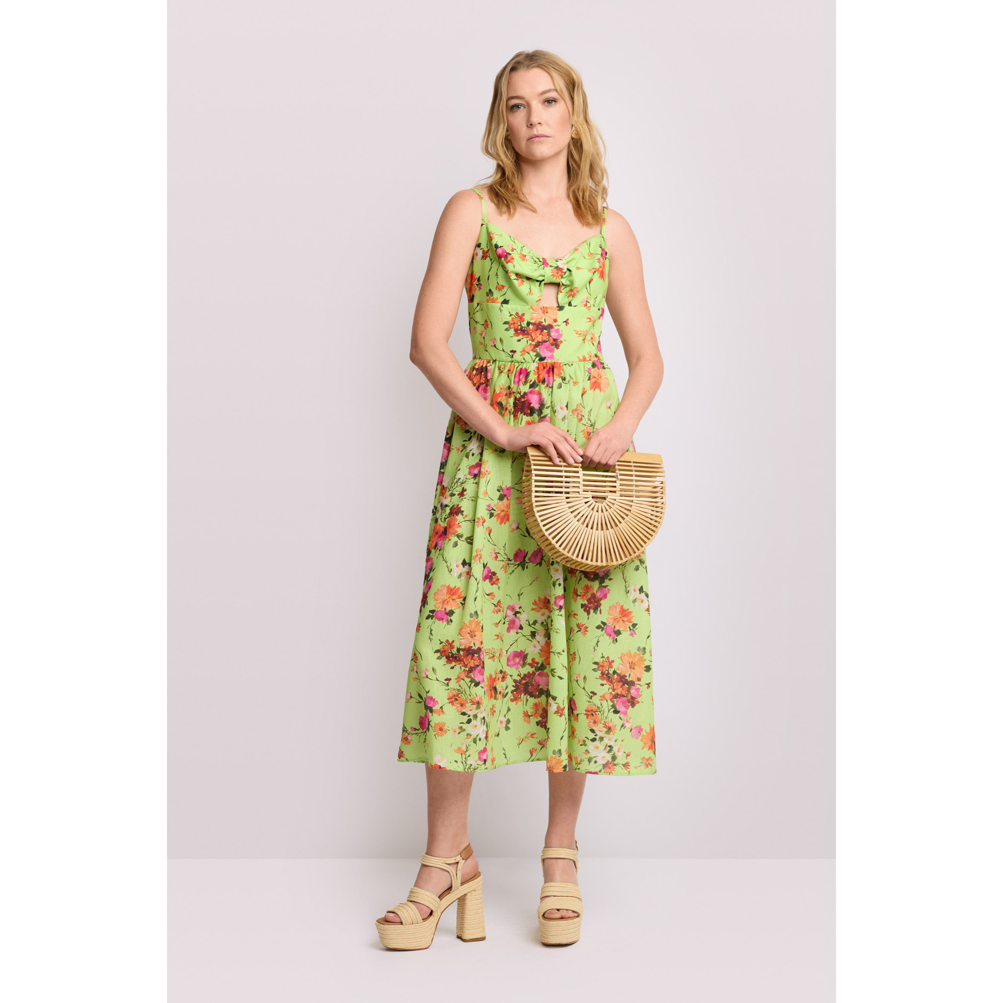 Kocca - Abito midi fantasia floreale Donna, Fantasia floreale, Scolloa a cuore