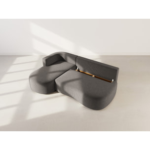 Mahina - canapé d'angle gauche 4 places convertible avec coffre en velours côtelé - Gris foncé