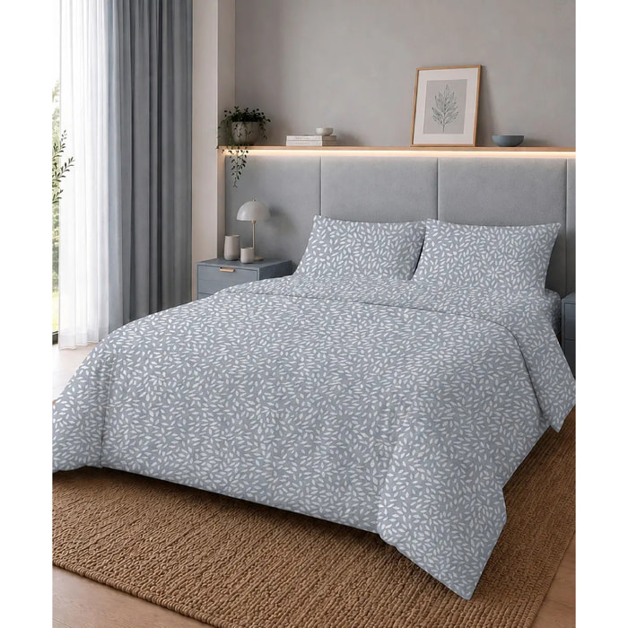 Parure Copripiumino Mosaico Grigio per letto singolo in 100% Cotone e Made in Italy, moderno geometrico