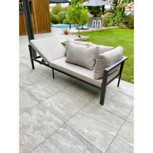 ANTALYA - Ensemble repas de jardin 9 places en aluminium gris anthracite