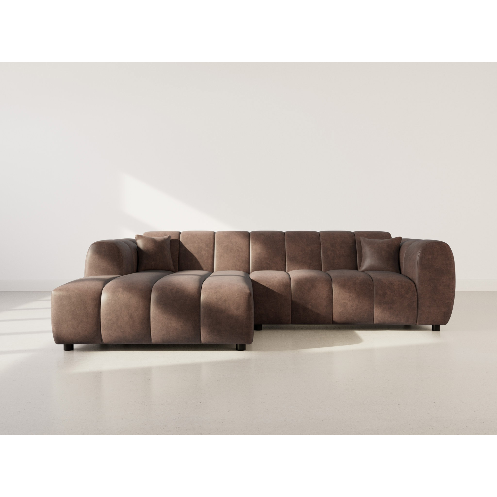 Curtis - canapé d'angle gauche 4 places en simili - Marron