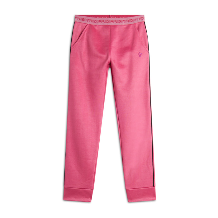 Pantaloni Bambina con Elastico Jacquard e Piping a Contrasto