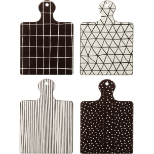 J-Line planche à découper - céramique - noir/blanc - 4 pcs