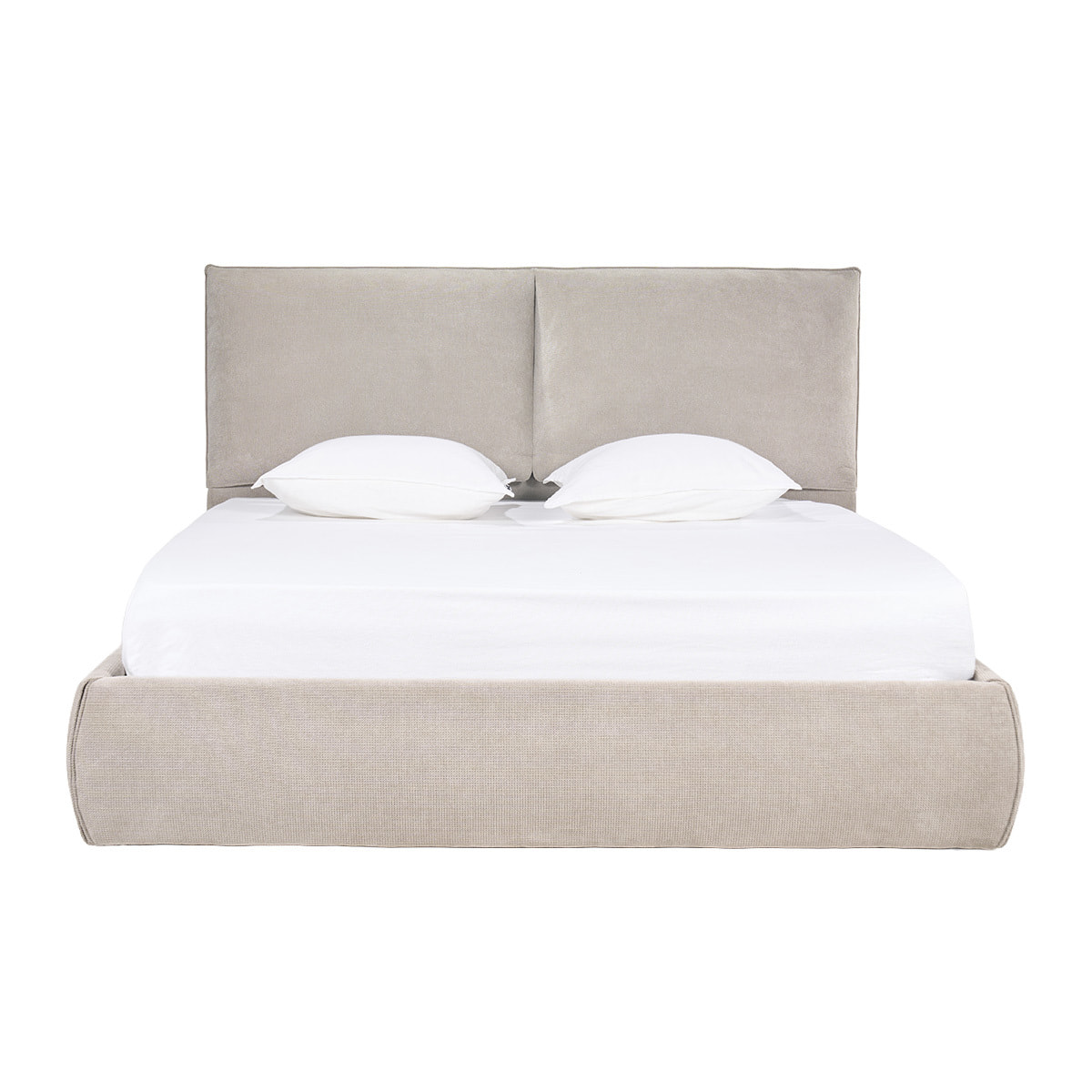 Lit coffre 2 places 160x200 cm en tissu chenille beige VIGO