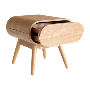 Table de chevet avec tiroir vintage bois clair BJORG
