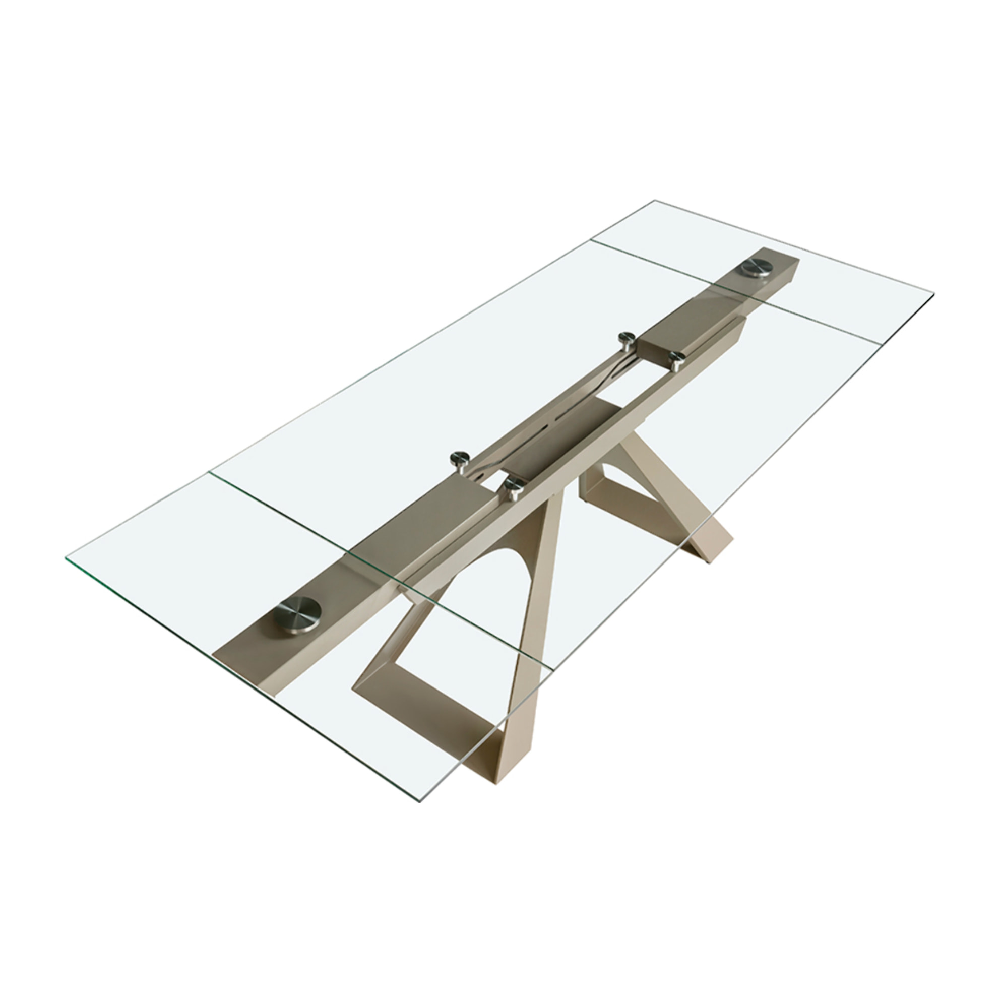 Mesa comedor extensible rectangular con tapa de cristal templado 160x100x76cm