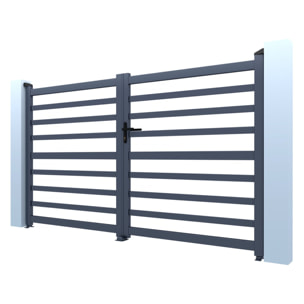 Portail aluminium ajouré "Martin" - 340 x 180 cm - Gris