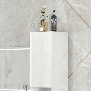kleankin Armario de Baño Alto, Mueble de Baño Estrecho con Puertas y Estantes Ajustables, 30x30x81,5 cm, Blanco Brillo