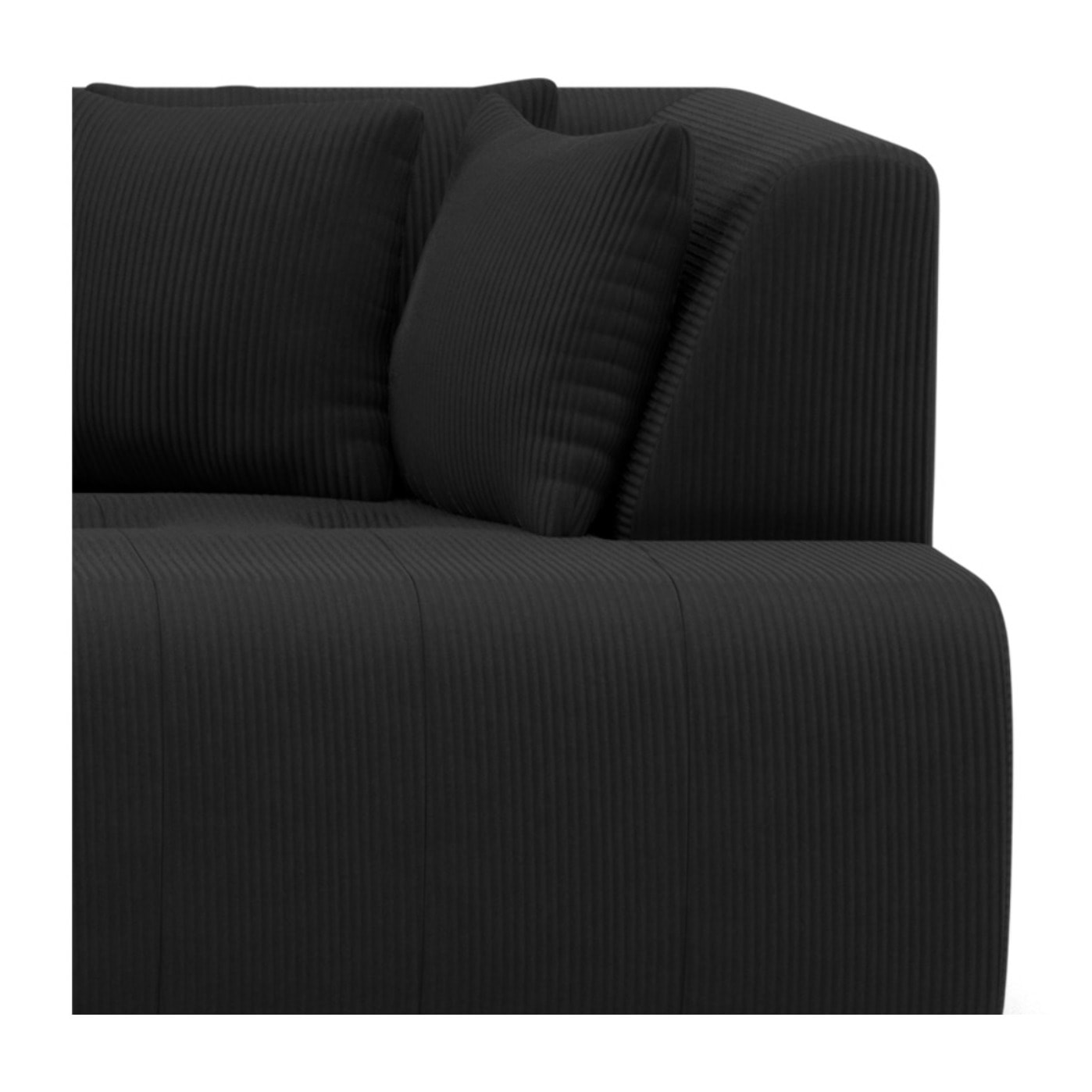 Onyx - canapé droit 4 places avec double méridienne - assise profonde - en velours côtelé - Noir