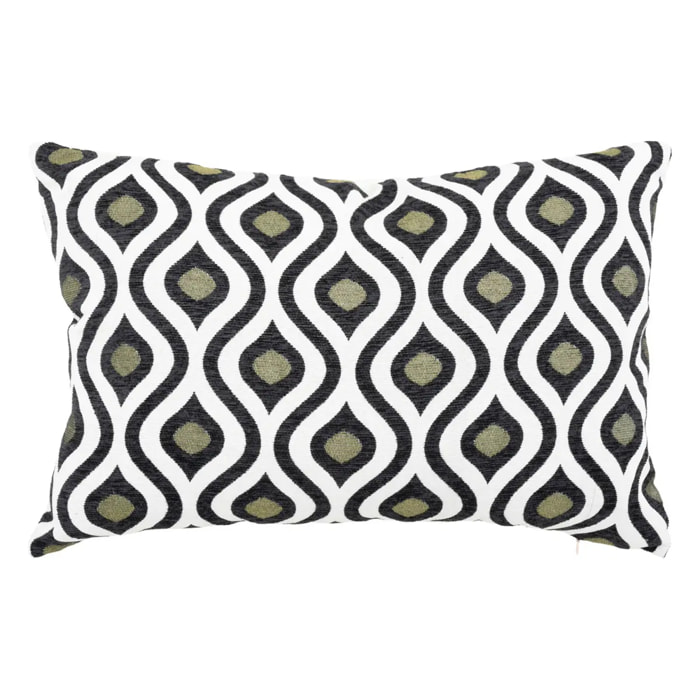 Coussin "Twisted lime" jacquard noir & blanc 58x38cm