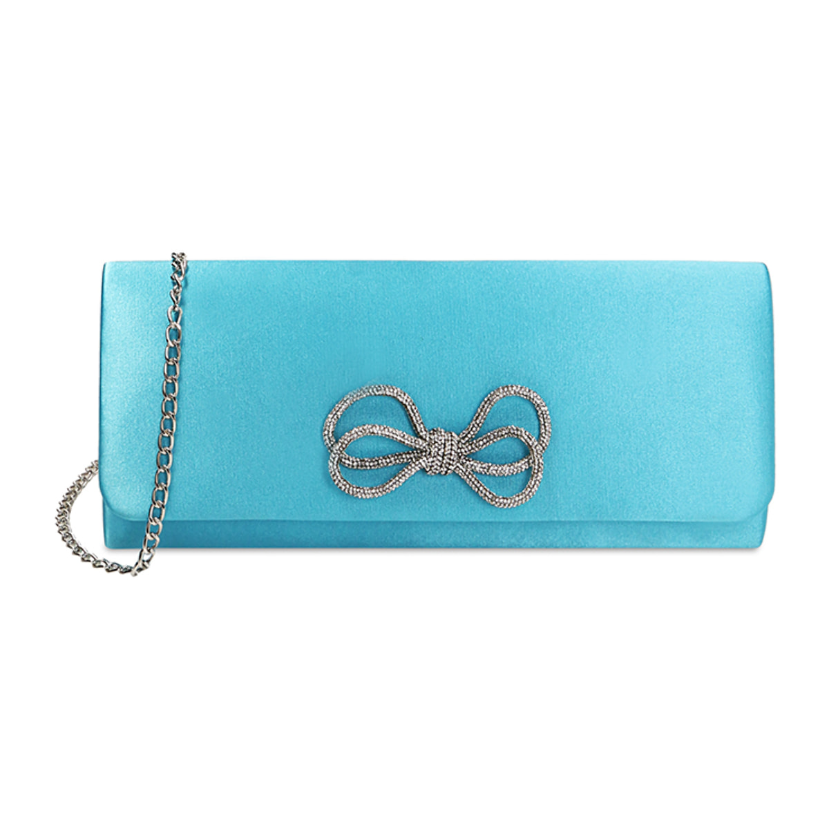 Pochette bow céleste en satin