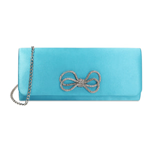 Pochette bow céleste en satin