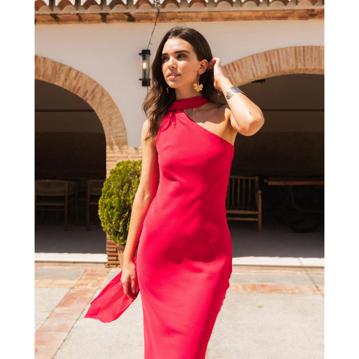 Vestido asimétrico con fular