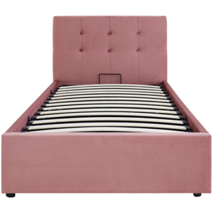 Lit coffre avec tête de lit en velours - TINA