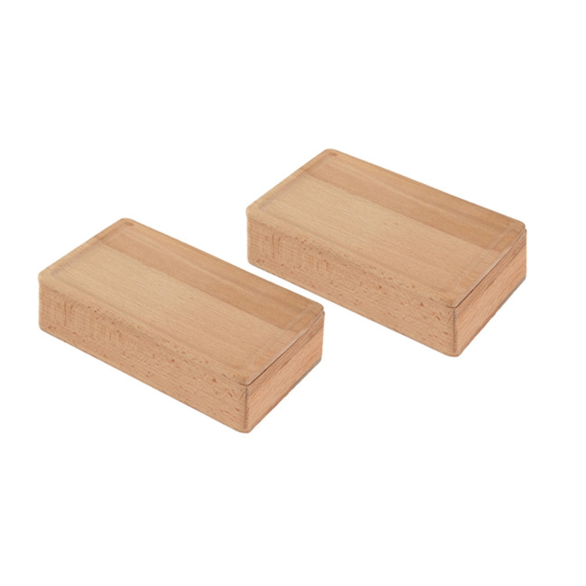 Lot de 2 Grandes Boîtes Rectangulaires en Bois de Hêtre Naturel - BIANCA1883